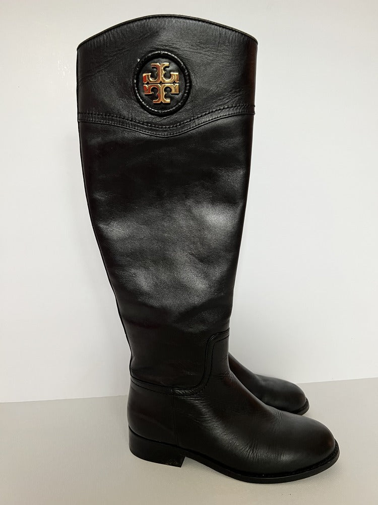 Tory Burch Black Leather Riding Boot UK5