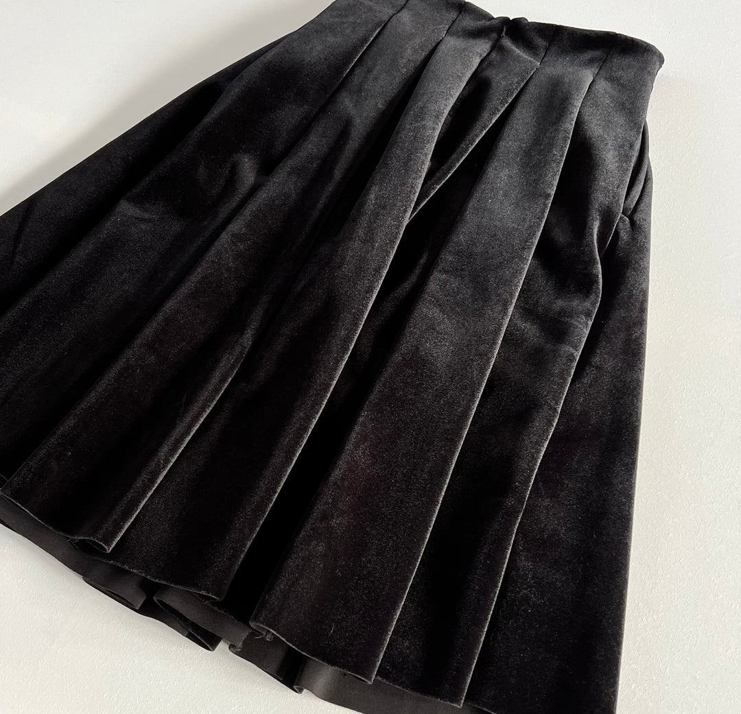 Maje Black Velvet Pleated Skirt