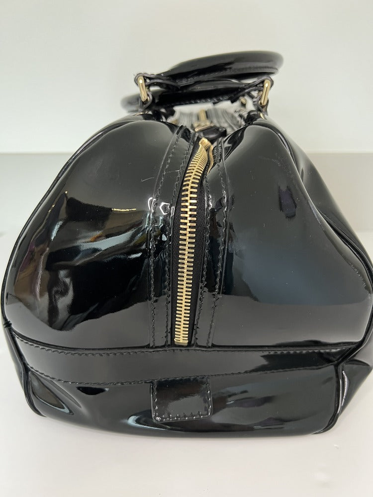 Gucci Black Patent Large buckle Tote Holdall Bag