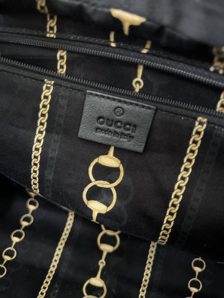 Gucci Black Patent Large buckle Tote Holdall Bag