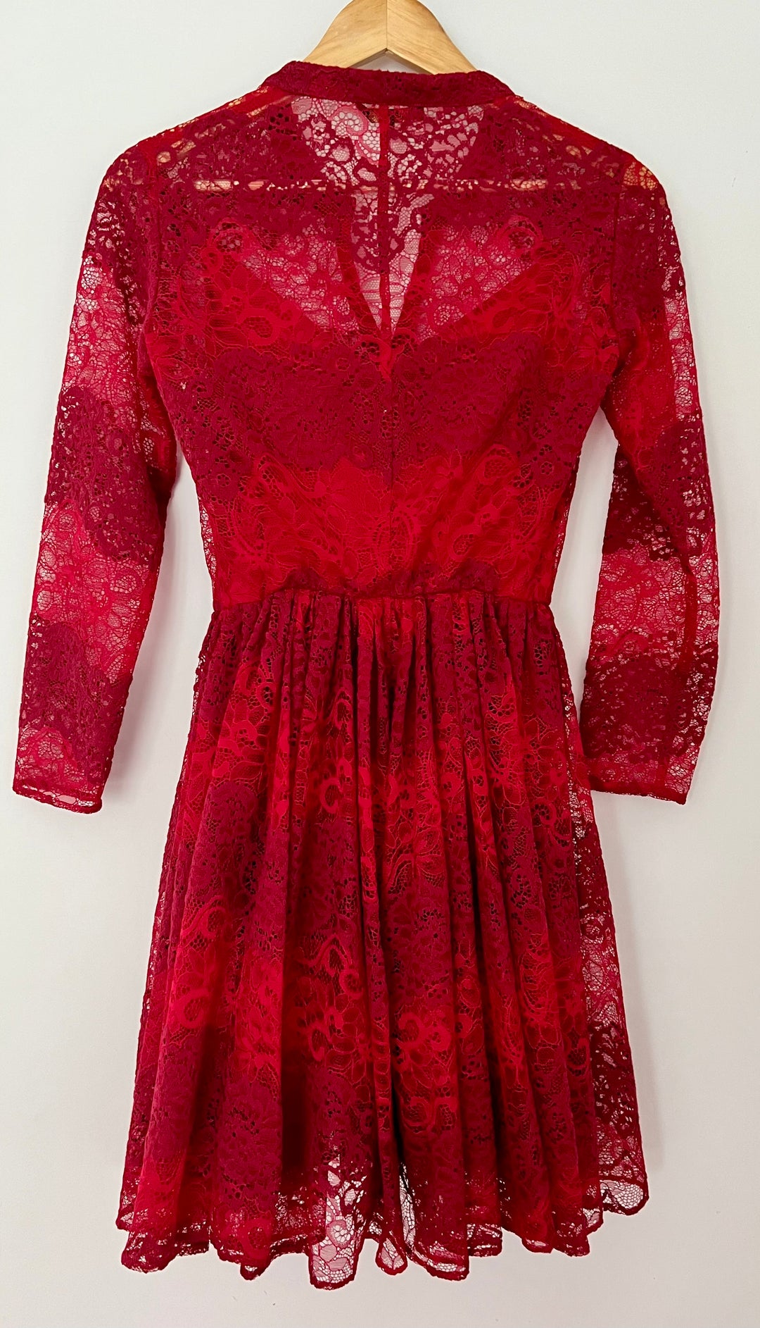 Maje Red Organza Lace Dress