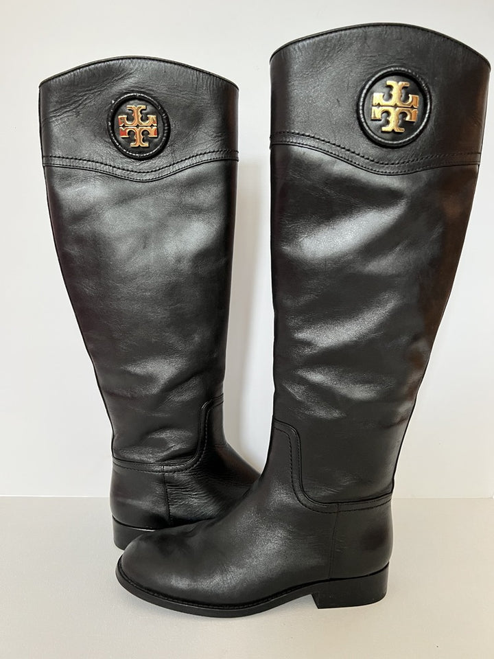 Tory Burch Black Leather Riding Boot UK5