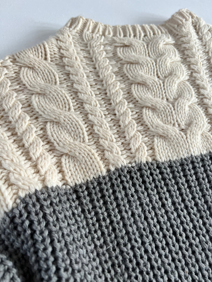 Sandro Cream and Grey Knit Winter Jumper