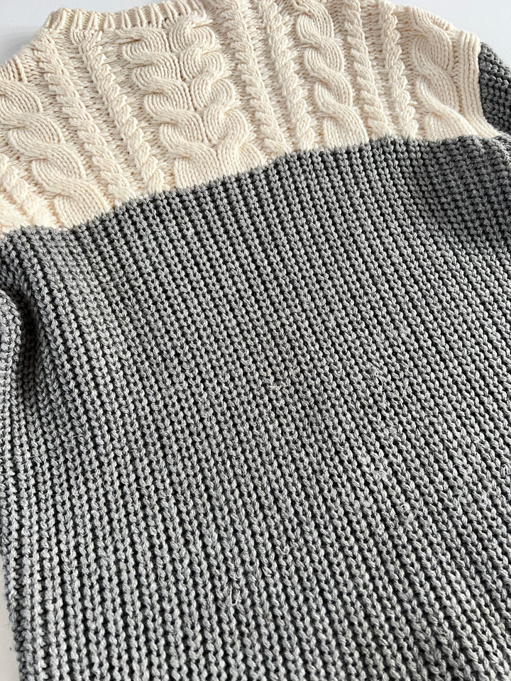 Sandro Cream and Grey Knit Winter Jumper