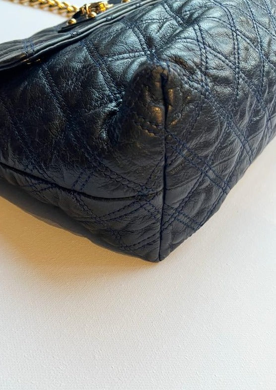 Marc Jacobs Flap Quilted Navy and Gold Bag