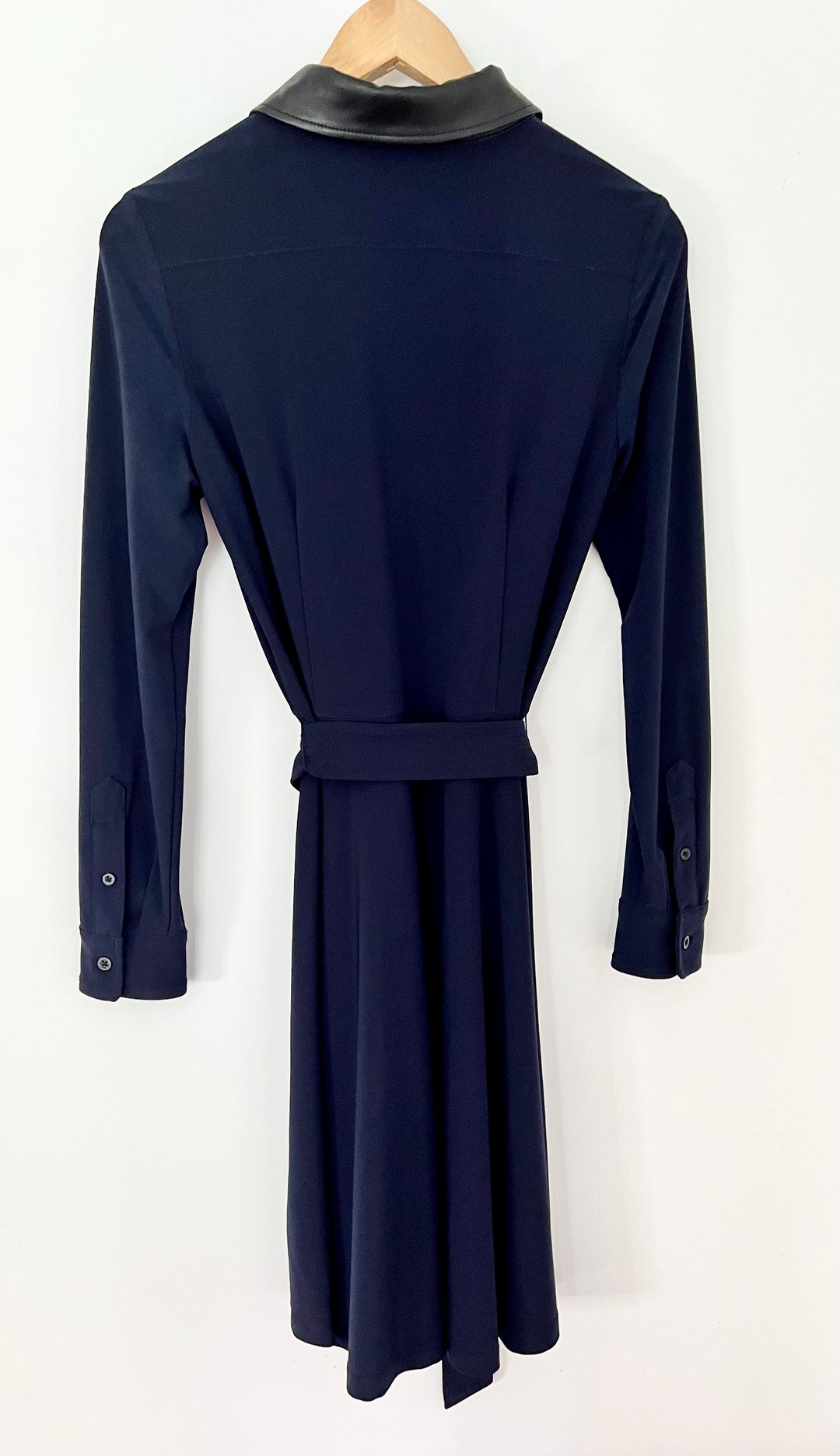 Ralph Lauren Blue Button Up Dress with Leather style collar