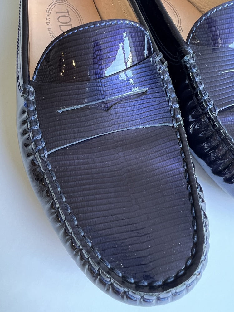 Blue and hot sale silver loafers