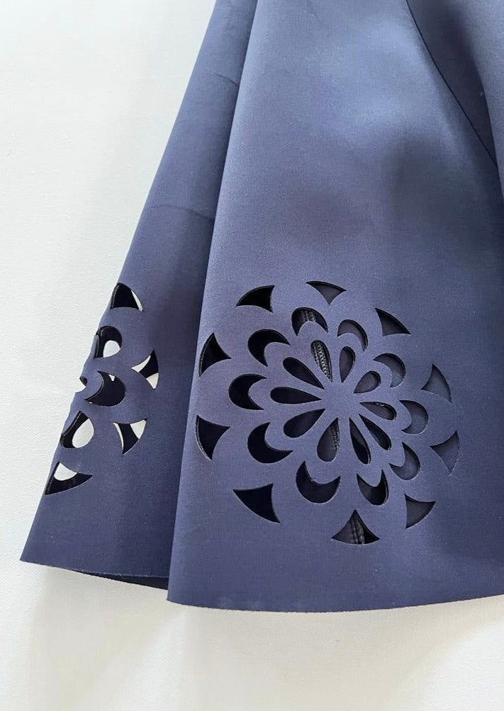 Navy blue A line skirt with cut out detail