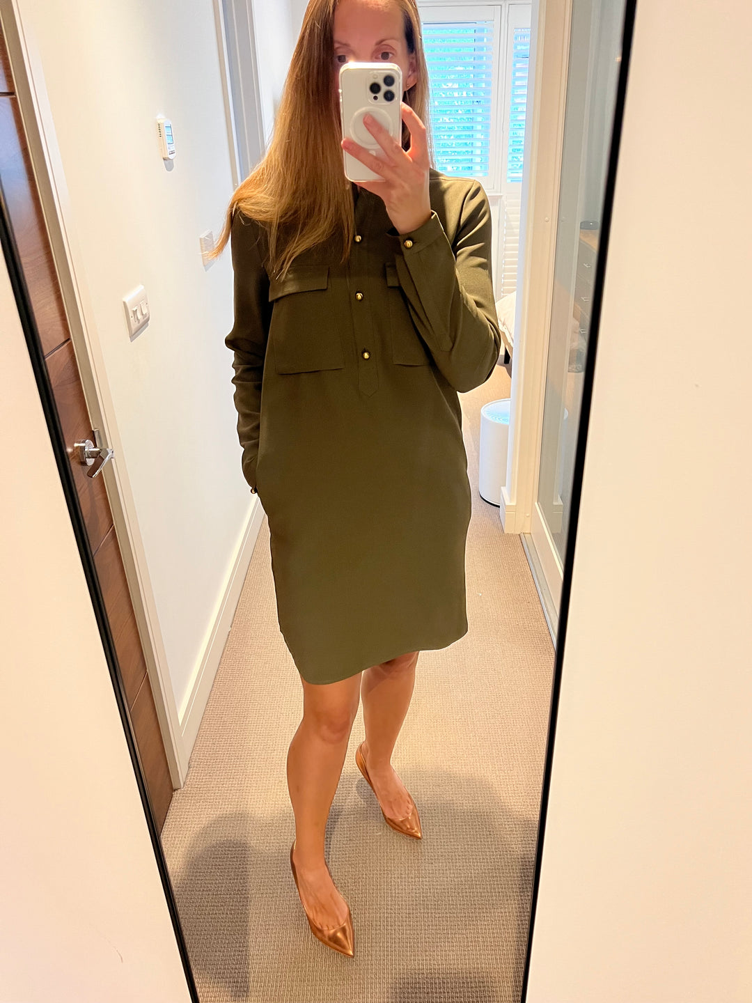 Day Birger et Mikkelsen Khaki Shirt dress