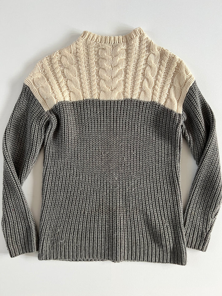 Sandro Cream and Grey Knit Winter Jumper