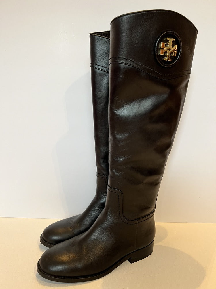 Tory Burch Black Leather Riding Boot UK5