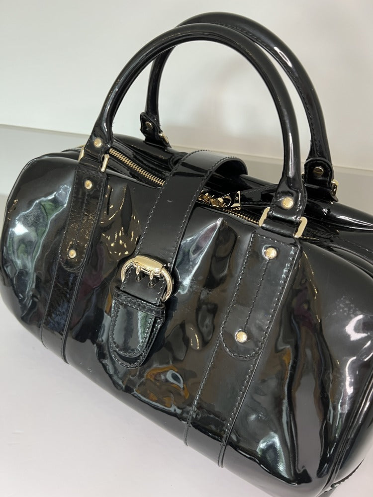 Gucci Black Patent Large buckle Tote Holdall Bag