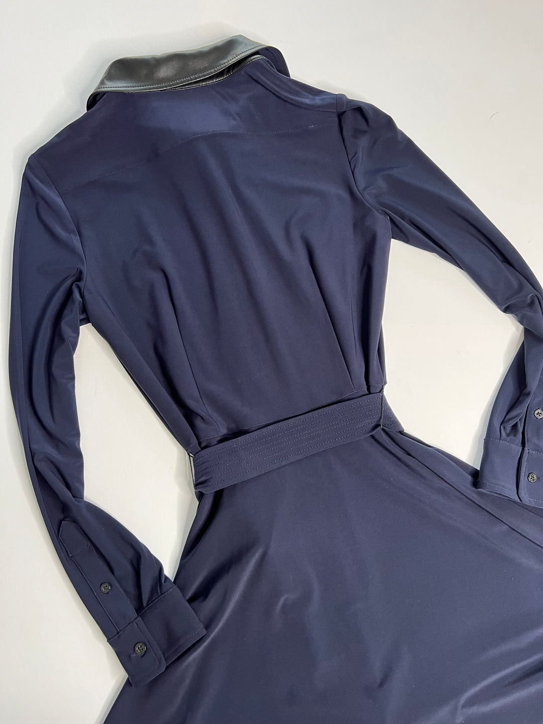 Ralph Lauren Blue Button Up Dress with Leather style collar