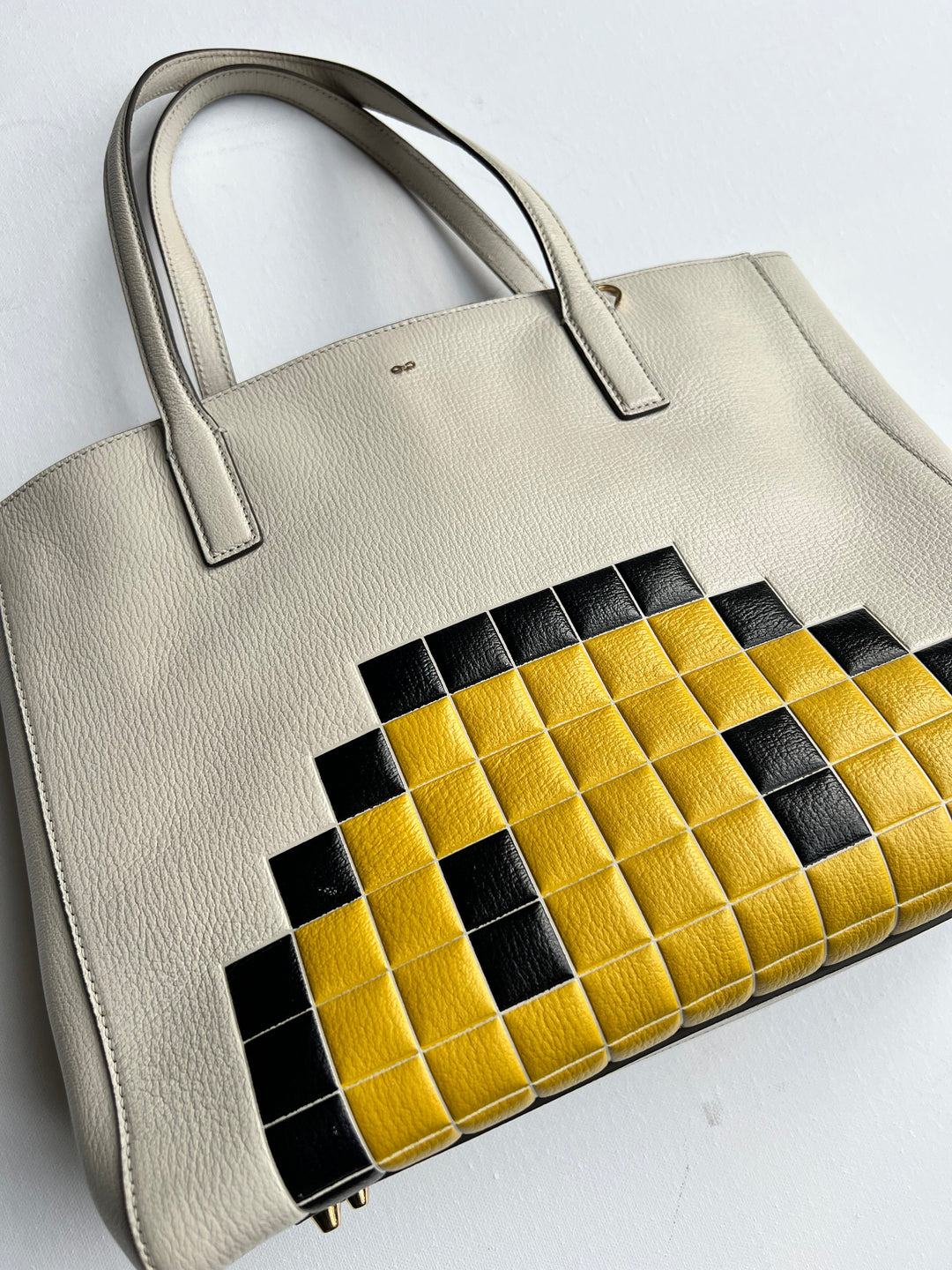 Anya Hindmarch Ebury Pixel Smiley Shopper Leather Tote