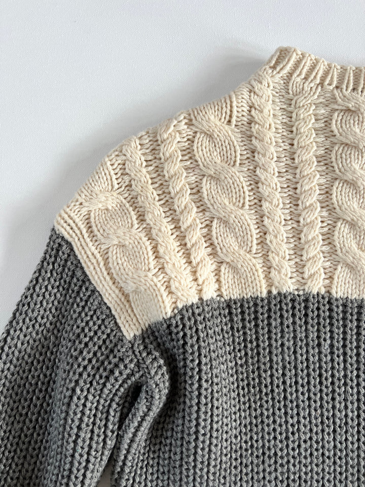 Sandro Cream and Grey Knit Winter Jumper