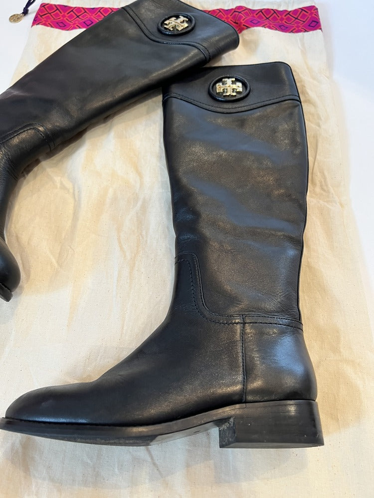 Tory Burch Black Leather Riding Boot UK5