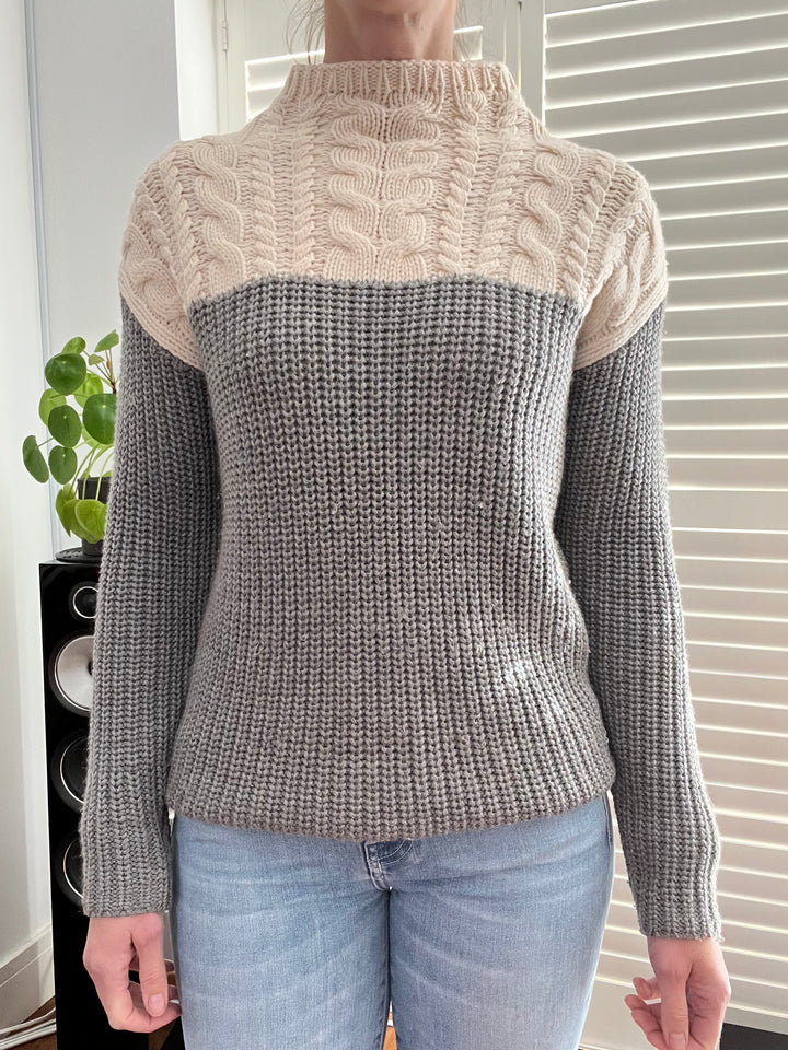 Sandro Cream and Grey Knit Winter Jumper