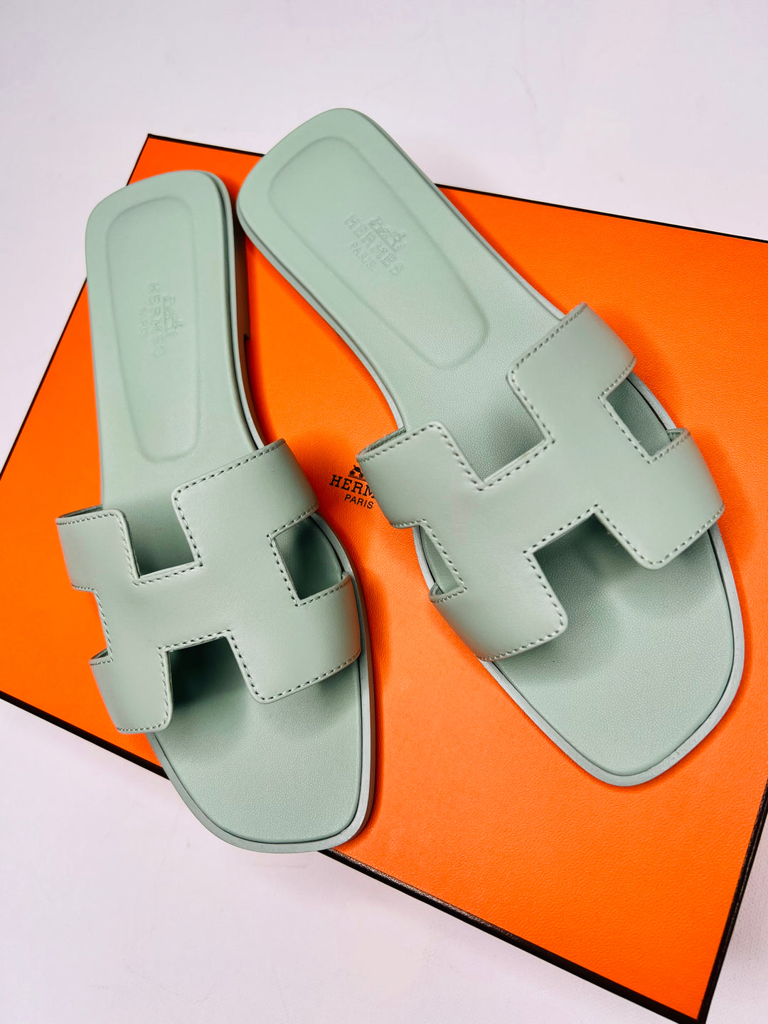 Hermes Oran Sandals in Vert d'eau - UK 5