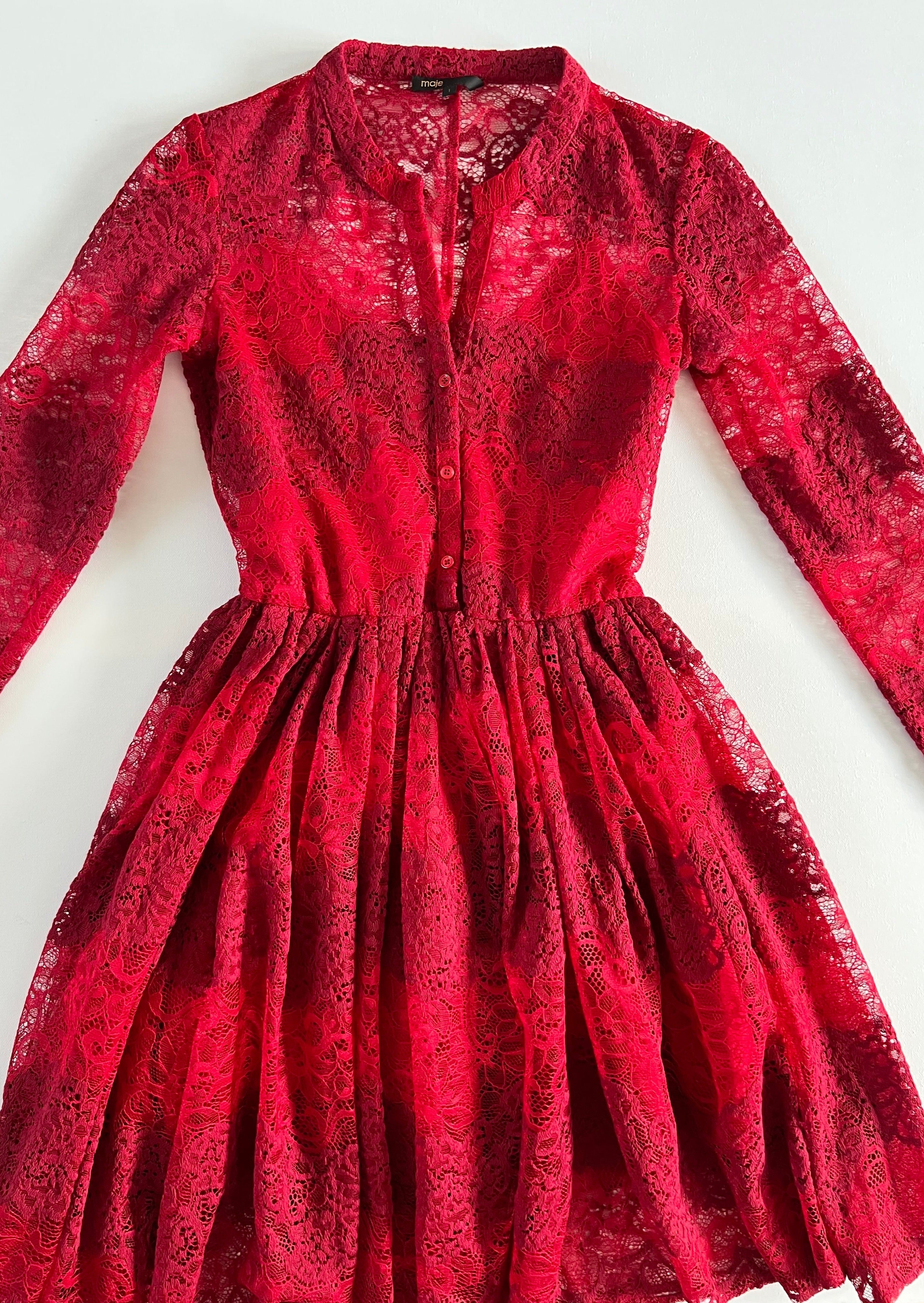 Maje red sale lace dress