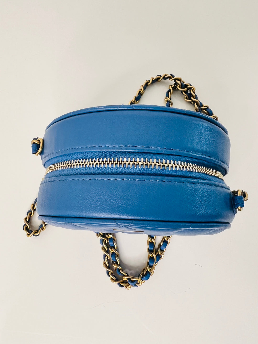 Chanel Quilted Round Bag in Lambskin Blue Leather GHW – Love A
