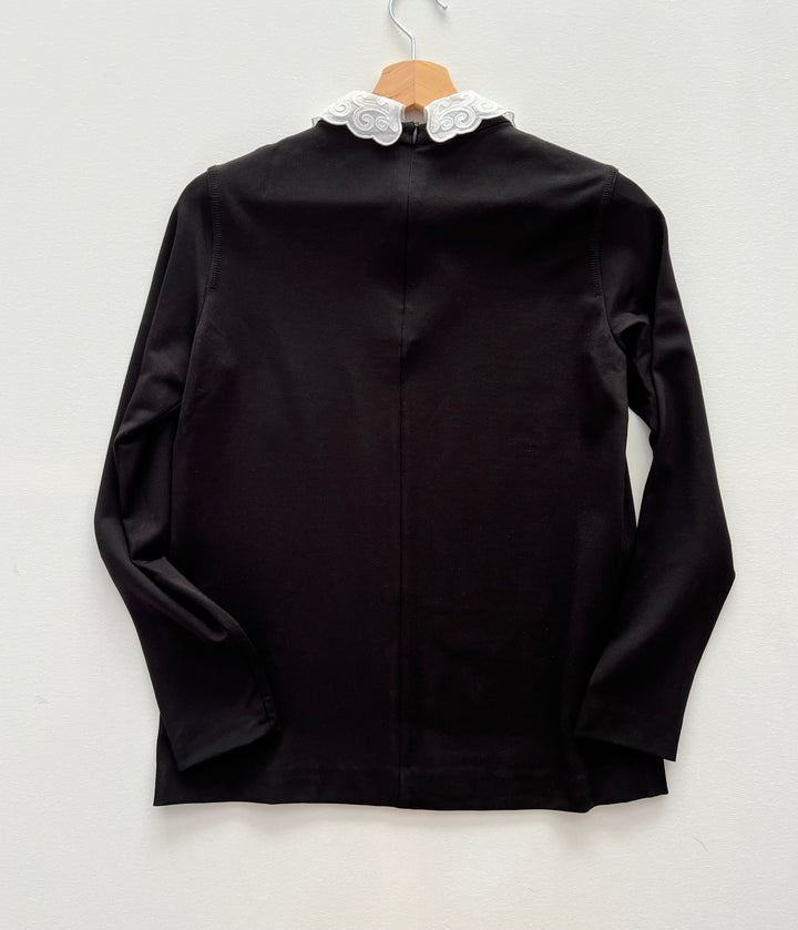 Sandro Long Sleeve Black Top with Detachable collar