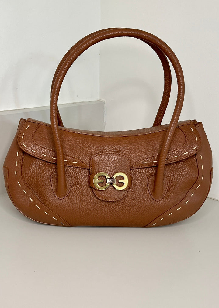 Escada Brown Tan Leather Shoulder Bag