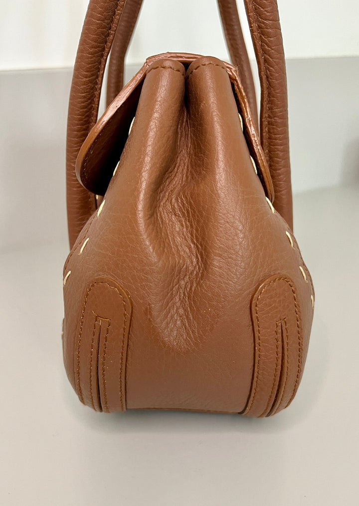 Escada Brown Tan Leather Shoulder Bag