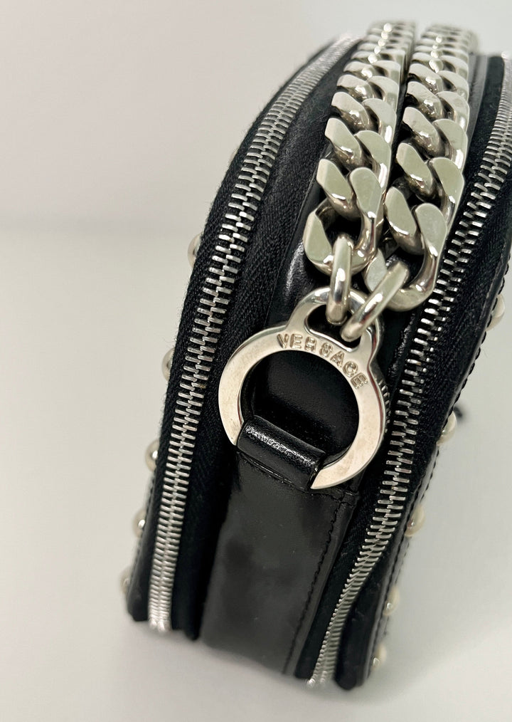 Versace Studded Box Bag with Short Chunky Chain Handle