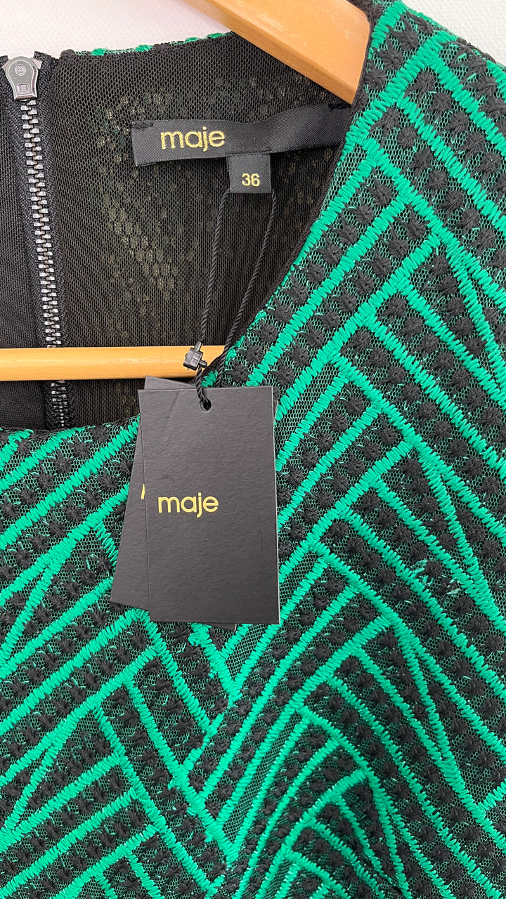 Maje Green and Black Dress