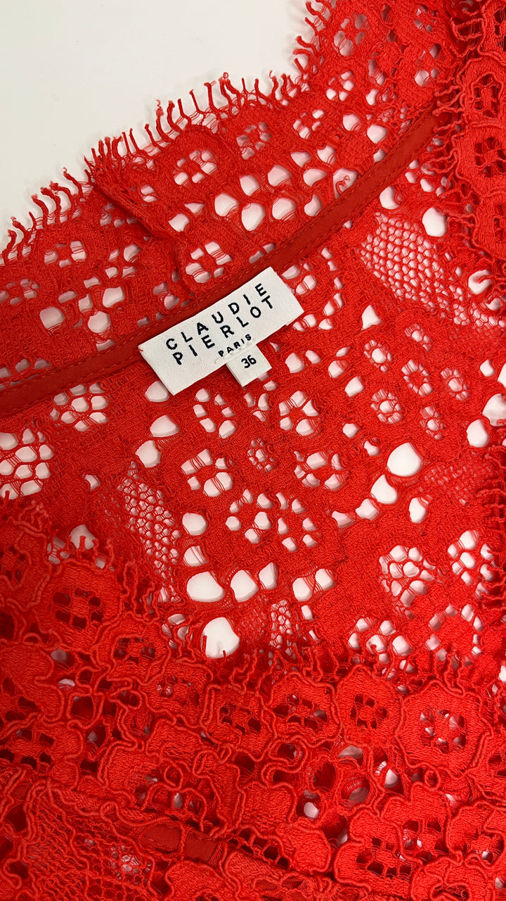 Claudie Pierlot Red Lace Dress