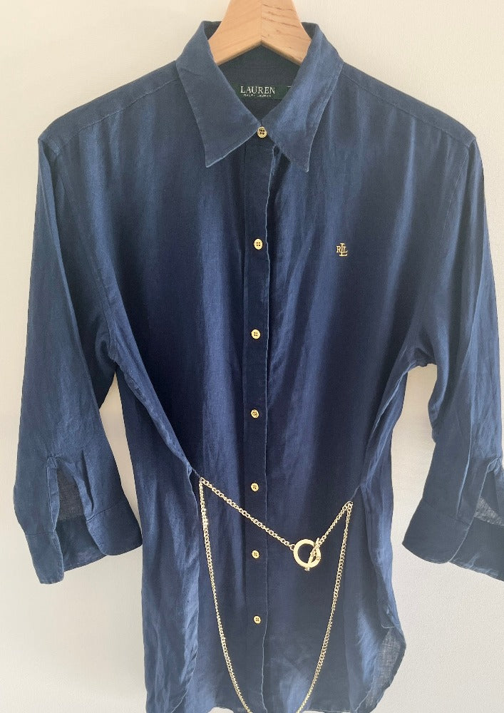 Women's blue linen shirt