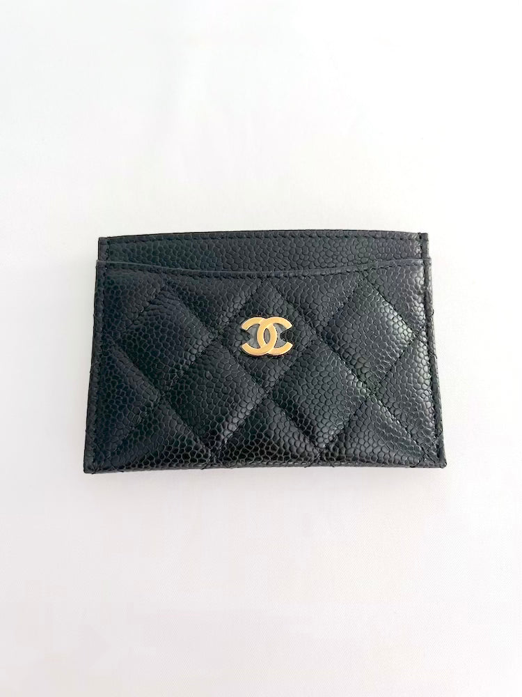 Chanel CC Card Holder in Black Grained Leather