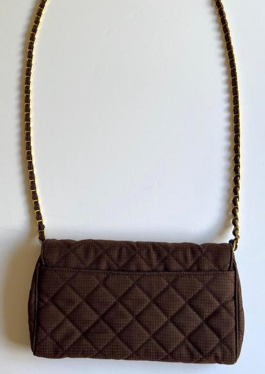 Prada Pushlock Chain Flap Bag Quilted Tessuto