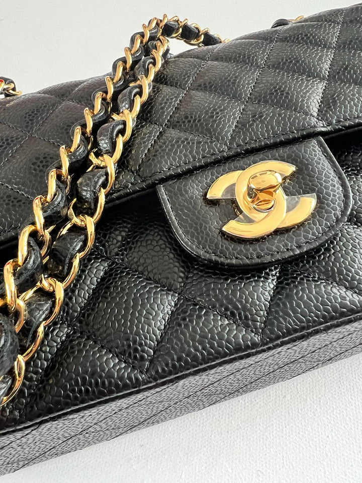 Chanel Classic Double Flap Medium in Black Caviar Leather with Gold Hardware 2021