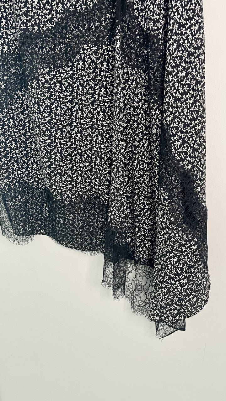 Joseph 100% Silk Black and White Lace Skirt